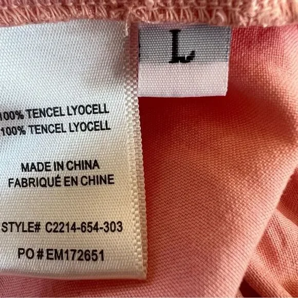 Anthropologie Cloth & Stone Pink Button-Up Long Sleeve Tie Shirt Blouse SZ L - Picture 13 of 16